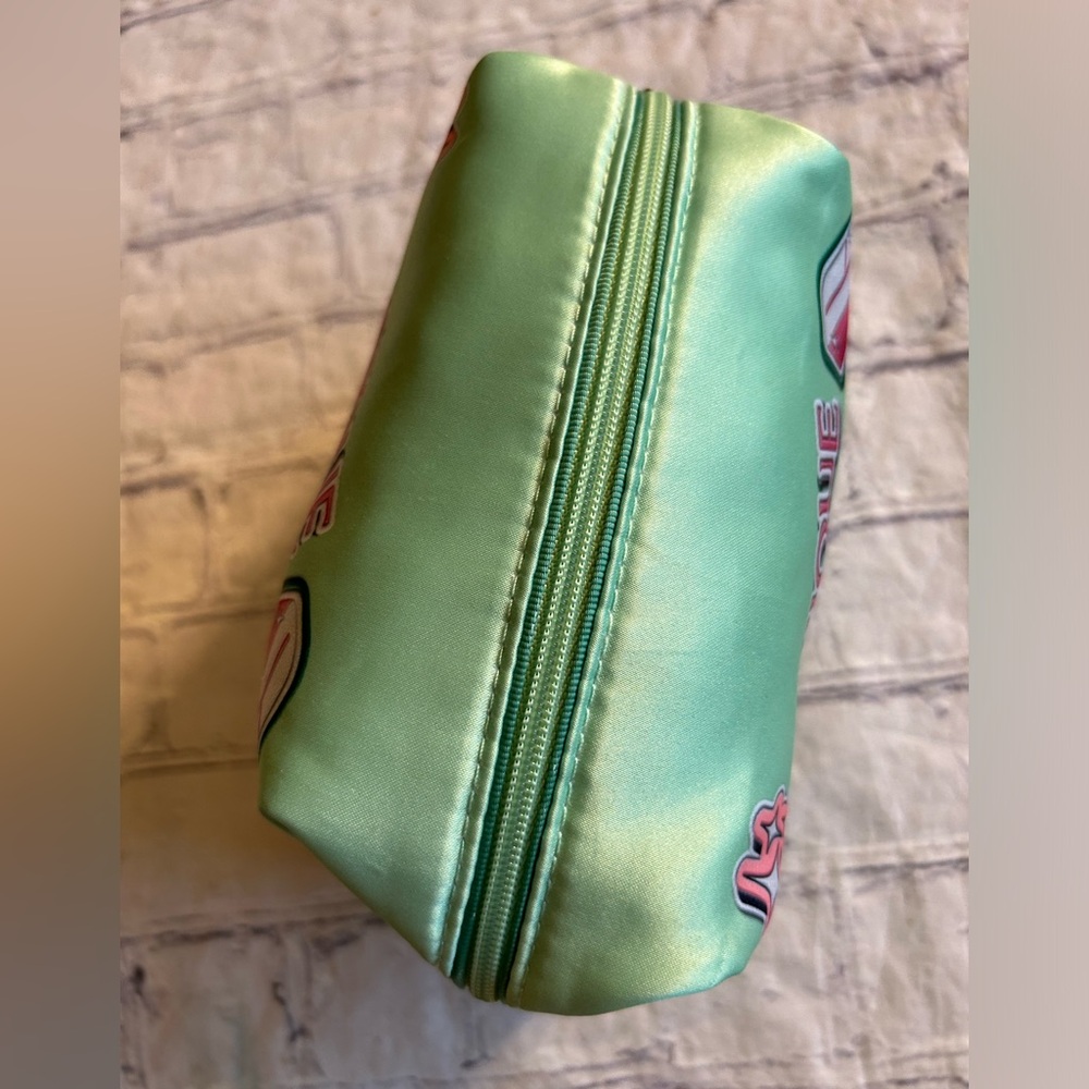 CLINIQUE SILLY PRINT (3) MAKEUP COSMETICS ZIP TOP BAGS GREEN AND PINK - Picture 10 of 12